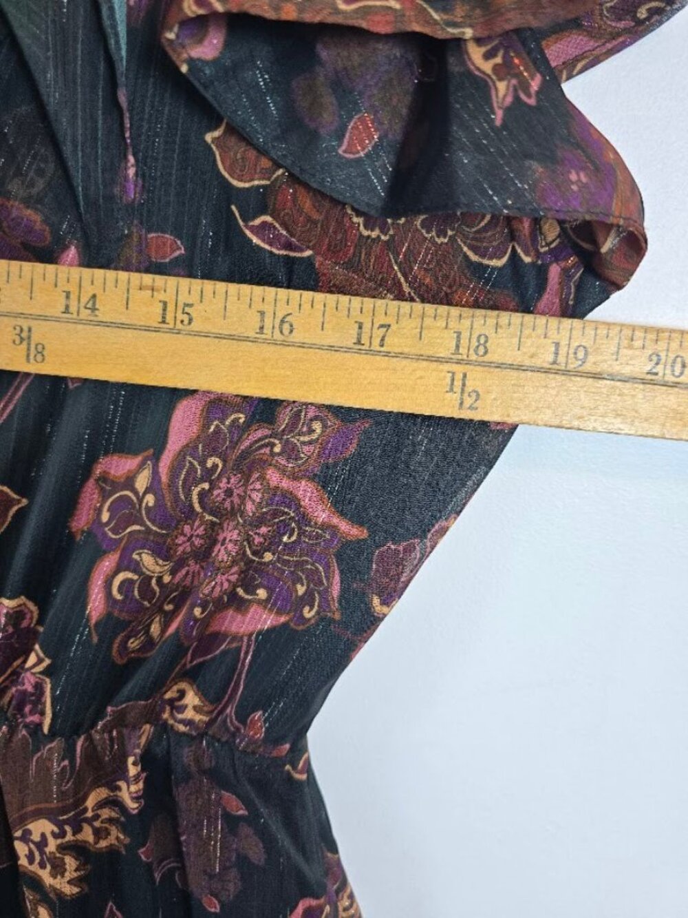 Boho Floral Ruffle Midi Dress M - Picture 10 of 16
